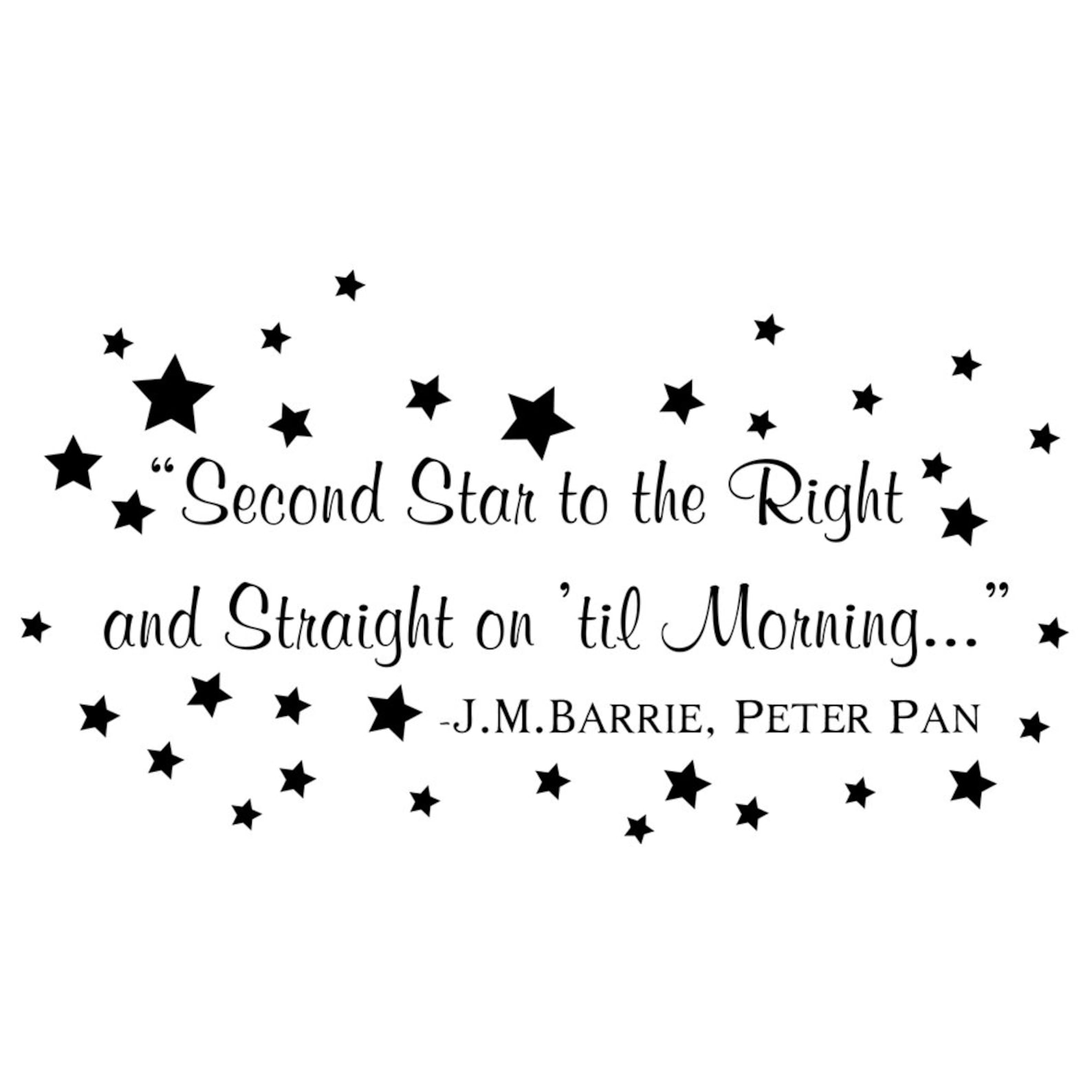 Peter Pan Silhouette Wall Decal Quote Second Star to the Right Etsy