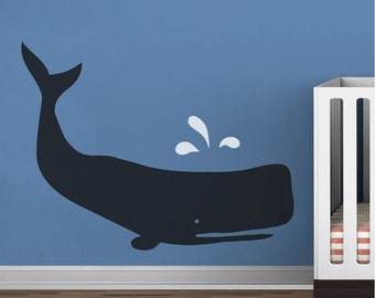 Nursery Wall Kids Decal - Cartoon Whale Art Home Baby Sticker - Kids room Sea DIY Mural- 193