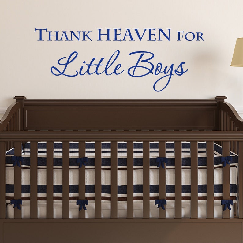 Thank Heaven for Little Boys Wall Quote Decal Boy Nursery Etsy