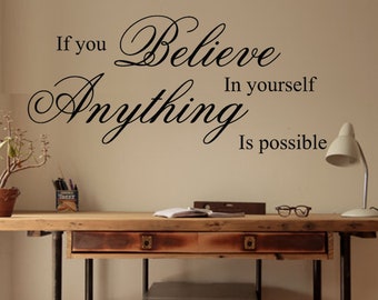 believe in yourself inspirational Quotes Wall Sticker motivational Quotes Vinyl Wall Decal inspirational wall Art - MGW027