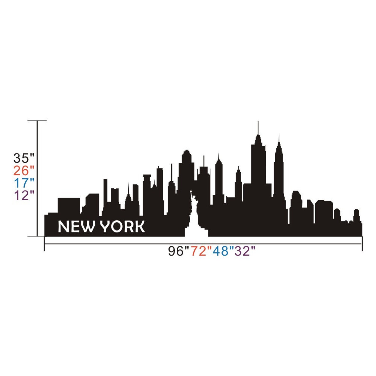 New York Skyline Wall Decal Vinyl Sticker City Silhouette NYC Etsy