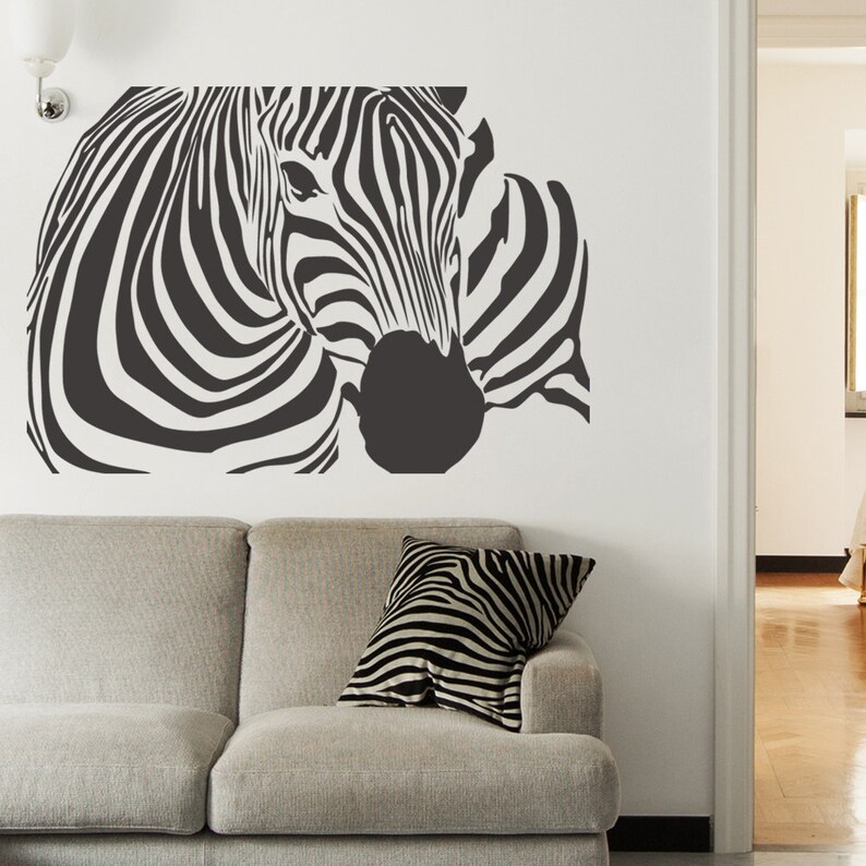Zebra Vinyl Wall Decal Sticker Zebra Decal Zoo Wall Decal Etsy