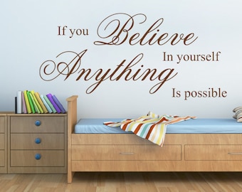 anything is possible inspirational Wall Sticker motivational Quote Vinyl Decal Transfer Art - MGW027