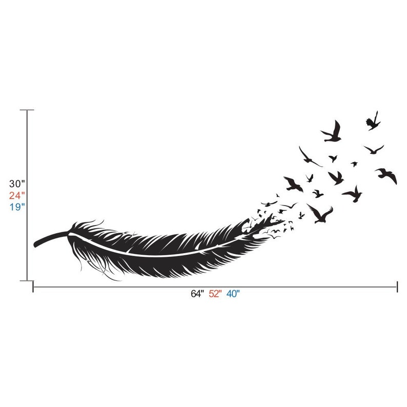 Bedroom Decor Wall Art Feather Decal Wall Art Feather Wall Etsy