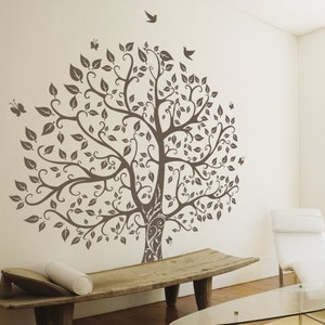 Sticker arbre blanc Sticker mural arbre énorme Stickers muraux pépinière arbre et oiseaux Art mural tatouage Nature Stickers muraux décor - 197