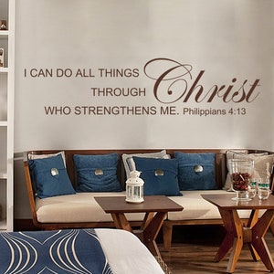 I Can Do All Things Through Christ - Religious Quotes Love Wall Letterings Bible Verse for Bedroom Living Room Decoration - MGW087