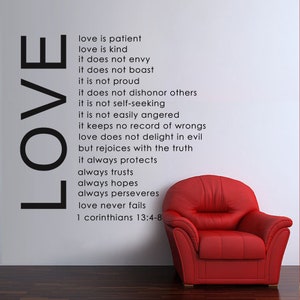 love is patient inspirational Quotes Wall Sticker religious Quotes Vinyl Wall Decal love wall Art - MGW036