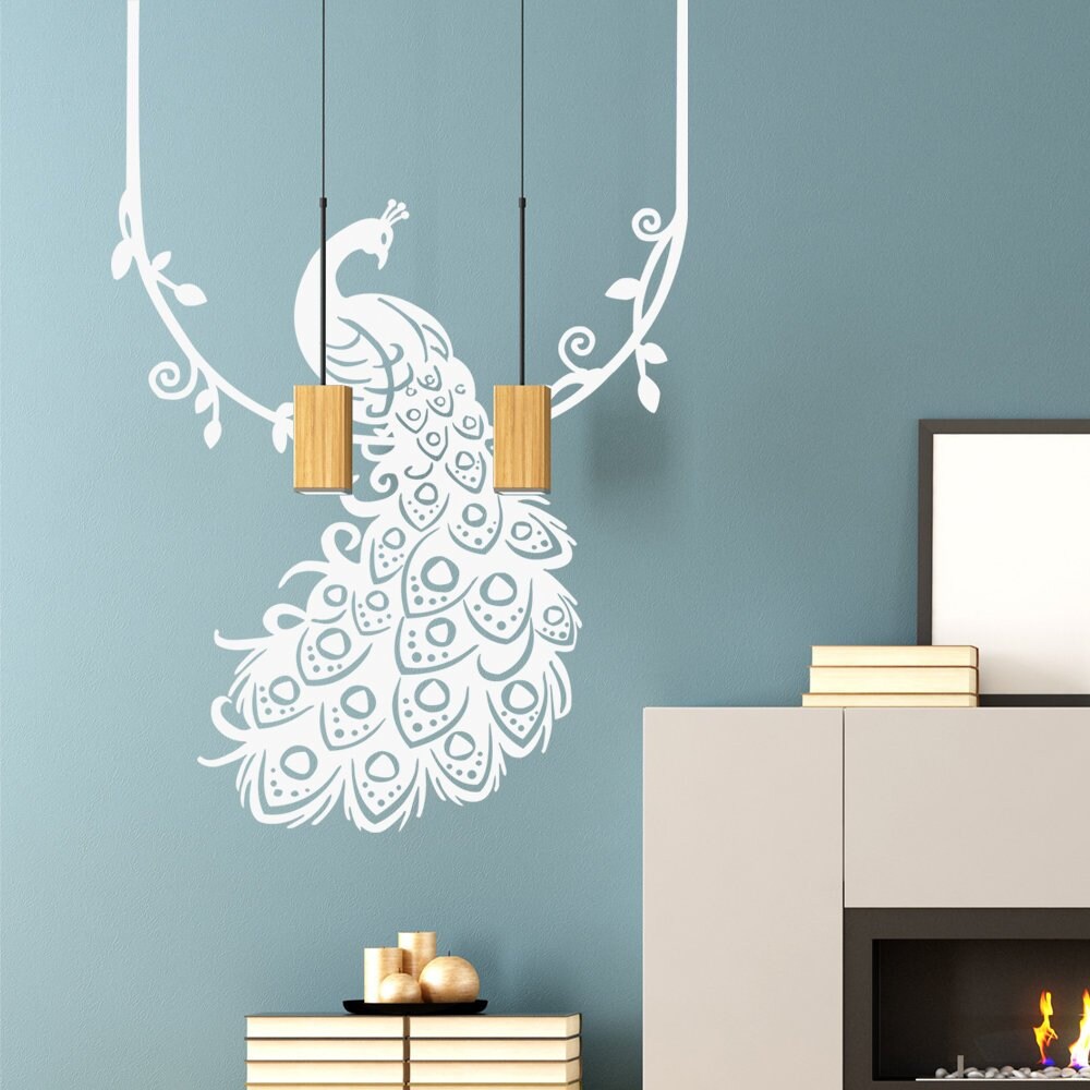 Peacock Wall Decals Peacock Wings Vinyl Sticker Bird Wall Decor Interior Design Living Room Home Art Mural Kids Nursery Decal - 188