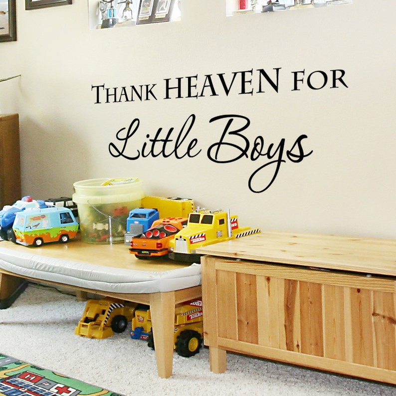 Thank Heaven for Little Boys Wall Quote Decal Boy Nursery Etsy