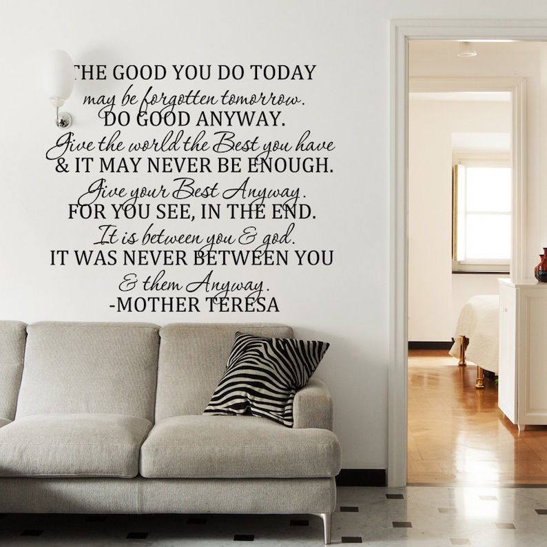 Download Inspirational Wall Quotes Mother Teresa Sayings Vinyl Decal Art Do Good Anyway 146 Home Living Wall Decor