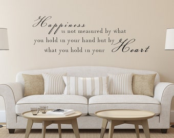 Happiness Is What You Hold In Heart - Love Vinyl Quotes Family Wall Decal Living Room Art Decor- 026