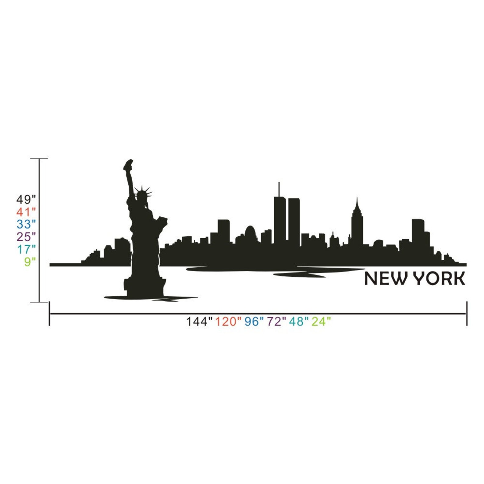 New York Skyline Wall Decal Bedroom Wall Decal Decor New Etsy
