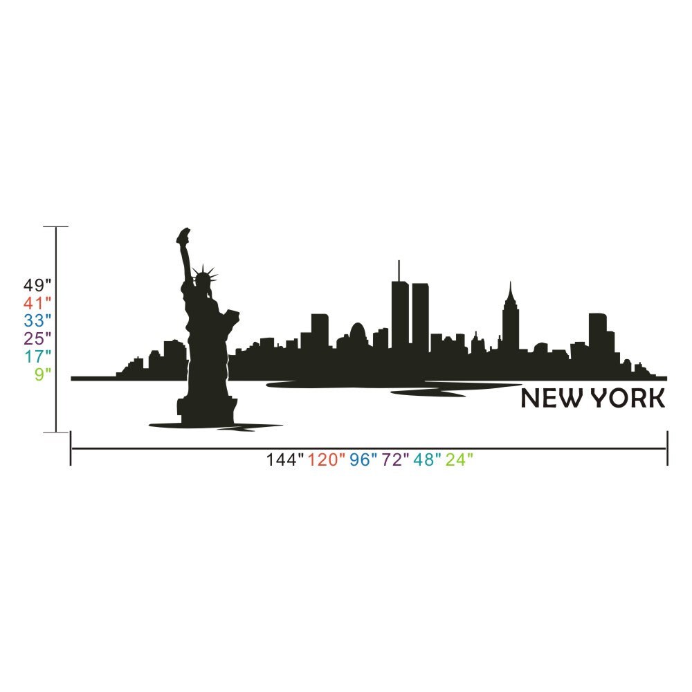 New York Skyline Wall Decal Bedroom Wall Decal Decor New Etsy