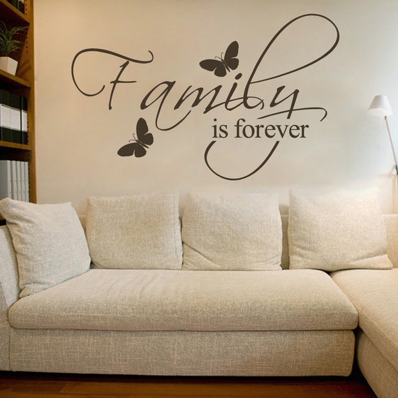 Wandaufkleber 'Family Is Forever' Mit Herz | 44x112 Cm, Schwarz, Selbstklebend, Rückstandslos Entfernbar