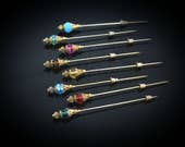 Golden Rondelle Antique Hijab Pins - Edwardian hatpin inspired hijab pin - stick pins - scarf pins - Hat pins(3 quot ) - gift for her