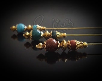 Oasis Gemstone Hat Pins (5") - stick pins - shawl pins - Hat pins - handmade - gift for her