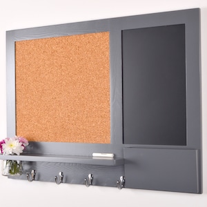 Chalkboard and Cork Board Noticeboard Mail Organiser in Downpipe Grey image 3