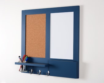 Magnetic Whiteboard Cork Board, kitchen Noticeboard, Stiffkey Blue