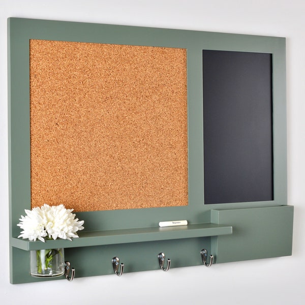 Chalkboard CorkBoard Combo organiser in Green Smoke