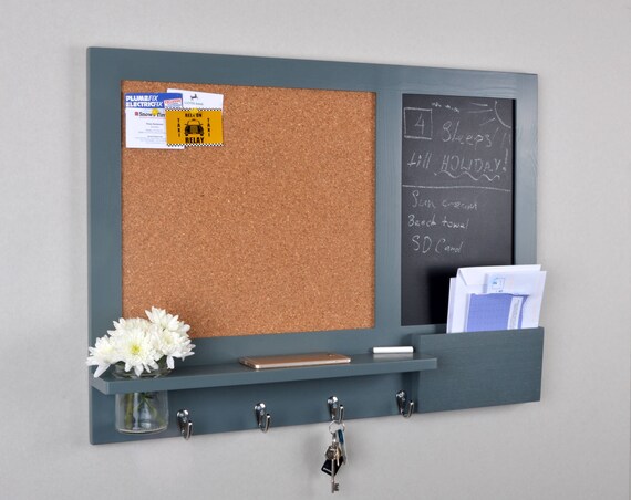 Large Chalkboard And Cork Board Noticeboard Mail Organiser In Etsy