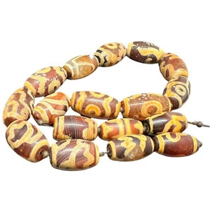Full Strand of Natural Genuine Rare Antique Ancient Agate Haqiq Aqeeq Aqiq Pendant Barrel Bead Multi Color Collection Jewel Making Supplies