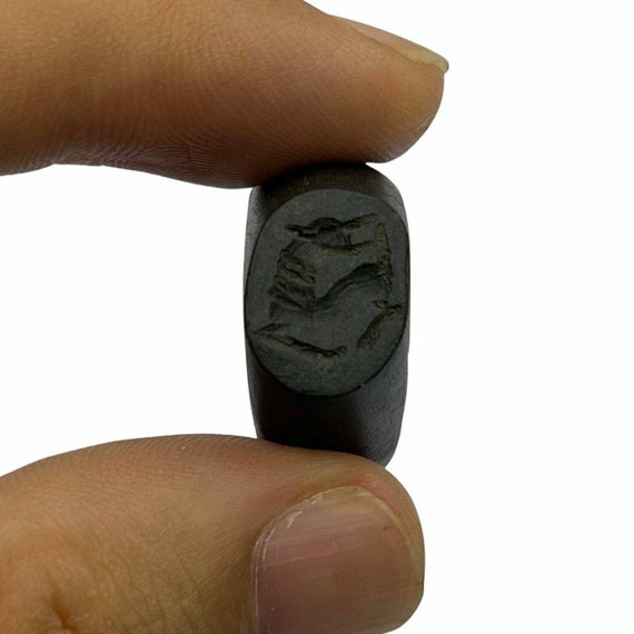 Rare Antique Old Natural Black Stone Size 7.5US I… - image 1
