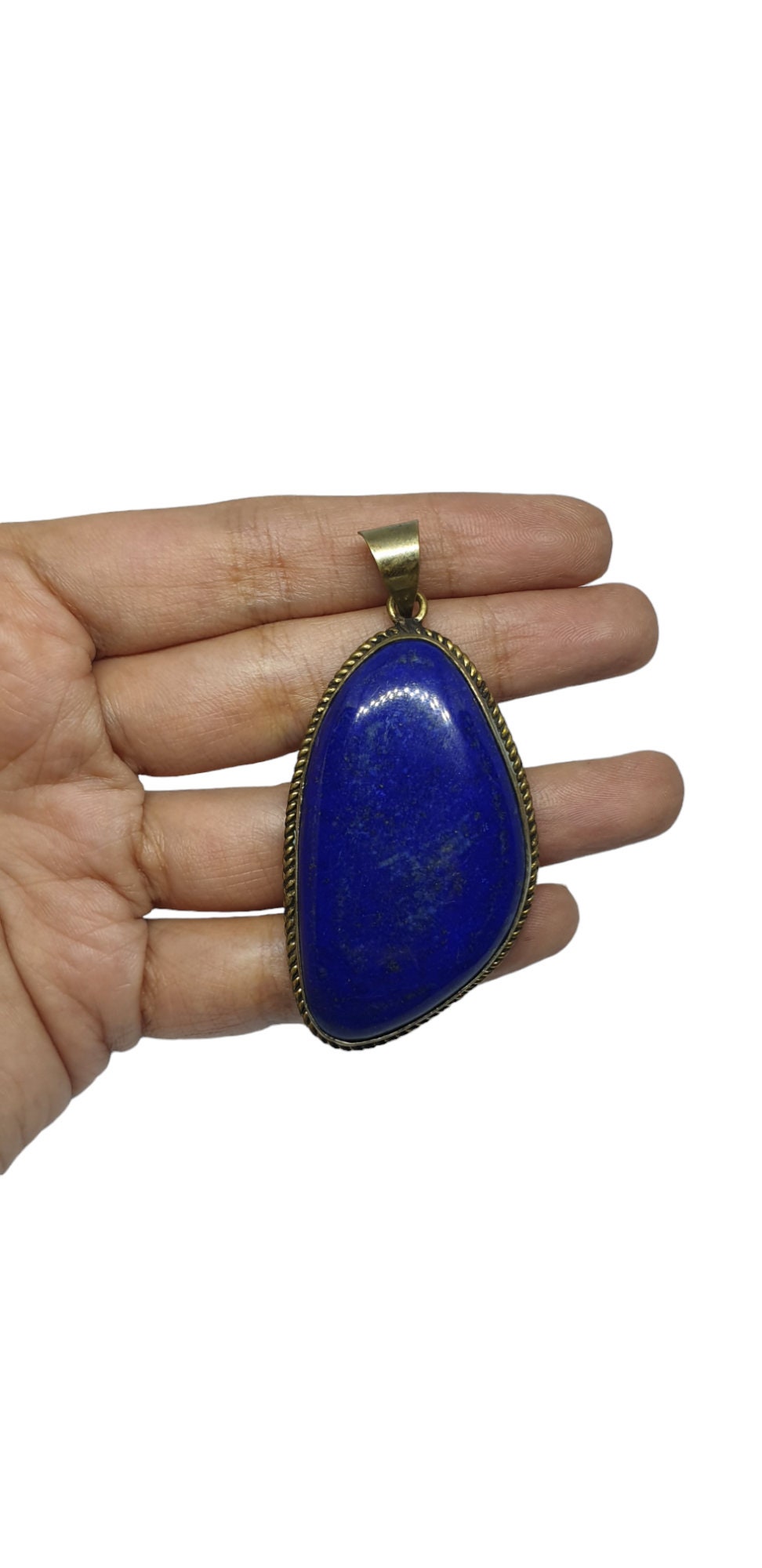 Pendentif Afghan En Lapis Lazuli, Argent Et Laiton - Bijou Authentique Occasion