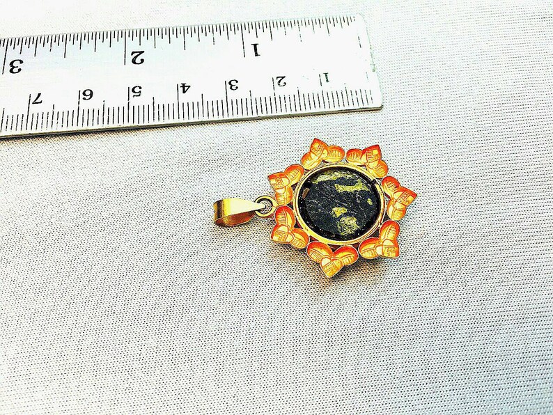 Afghan Natural Lapis Lazuli Pendant 925 Sterling Silver with Gold Plated Cover Handmade Gemstone Jewelry