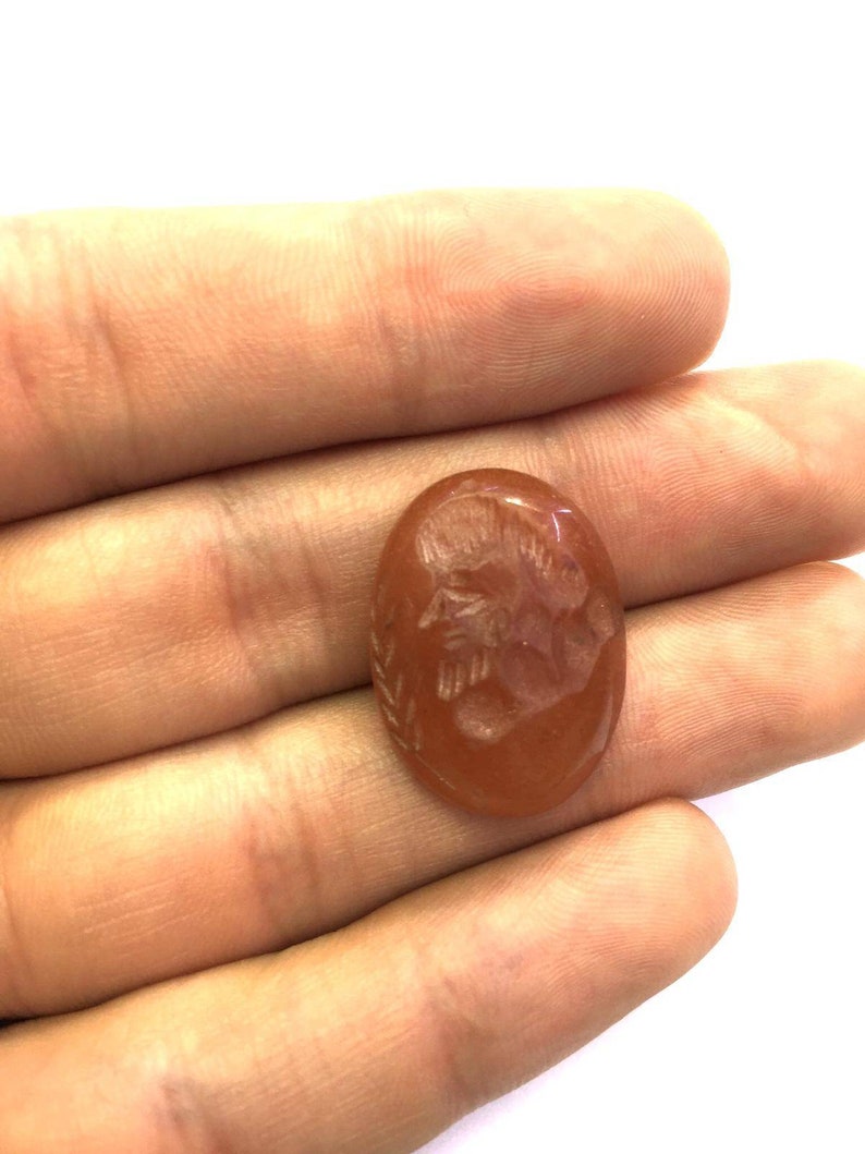 Afghan Genuine Natural Antique Agate Seal Intaglio Engraved Stamp Pendant Oval Shape Beads Collectibles Gemstone Near Eastern