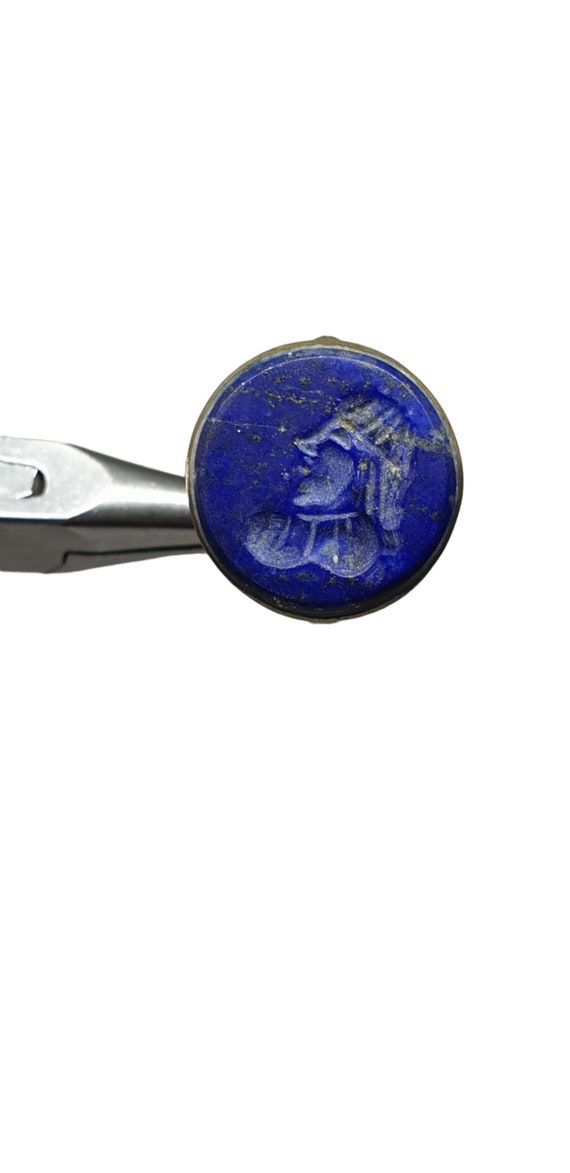 Rare Ancient Genuine Lapis Lazuli Round Ring Old A