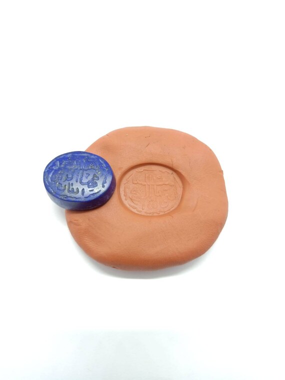 Afghan Genuine Natural Antique Agate Seal Intaglio Engraved Stamp Pendant Oval Shape Beads Collectibles Gemstone Near Eastern