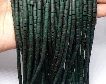 Hilo de piedras preciosas semipreciosas de jade verde en tubo afgano de 2 a 3 mm. Espaciador de cuentas de piedra sueltas, suministros para hacer joyas, collar, pulsera cortada a mano
