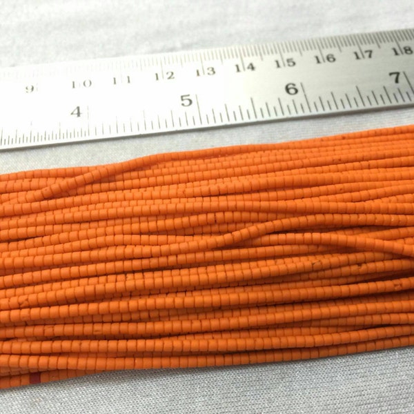 Afghan Tiny Seed Mini Heishi Orange Glass String Strand 2 mm. Spacer Loose Tube Beads Jewelry Making Supplies Necklace Bracelet, Anklet