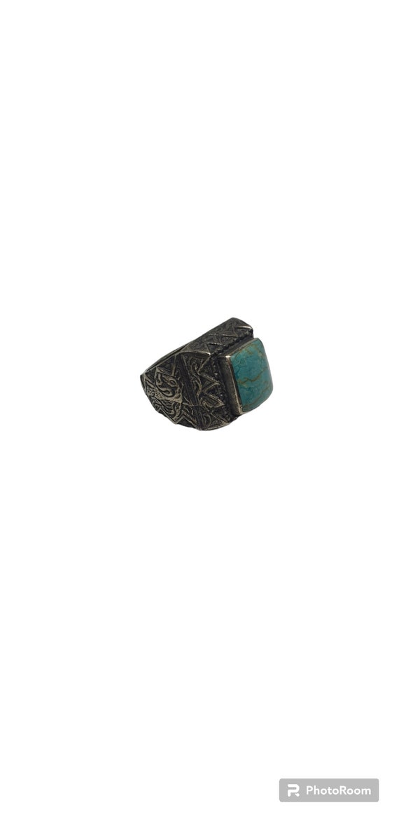 Antique Afghan Turquoise Inlaid Silver Plated Men… - image 2