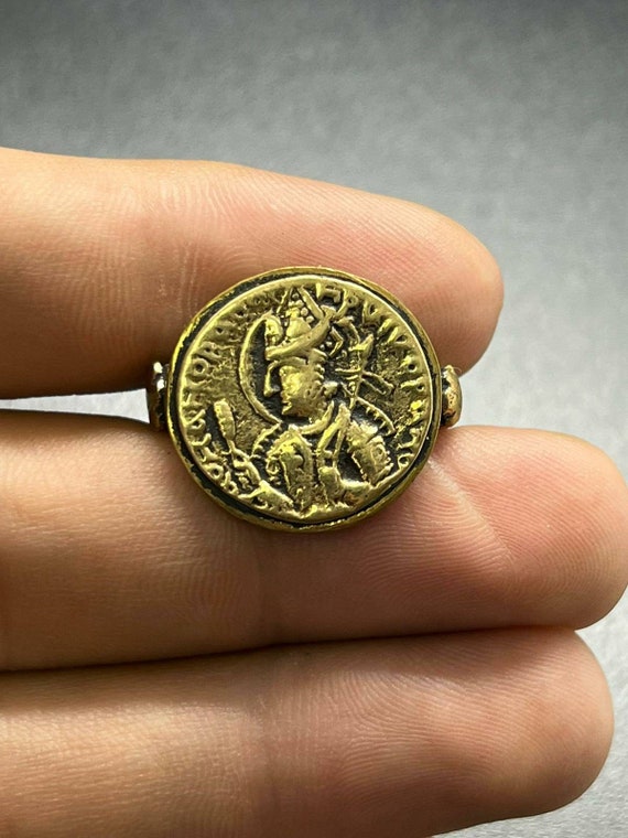 Rare Antique Unique Roman Greek Brass Seal Signet… - image 1