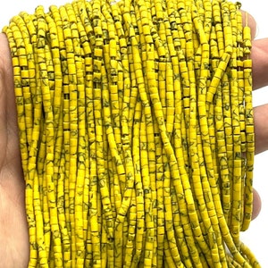 Afghan Tiny Seed Heishi Yellow Opal Strand 2.7 mm. Loose Tube Cylinder Beads Jewelry Making Supplies Necklace, Bracelet, Anklet Gemstone image 1