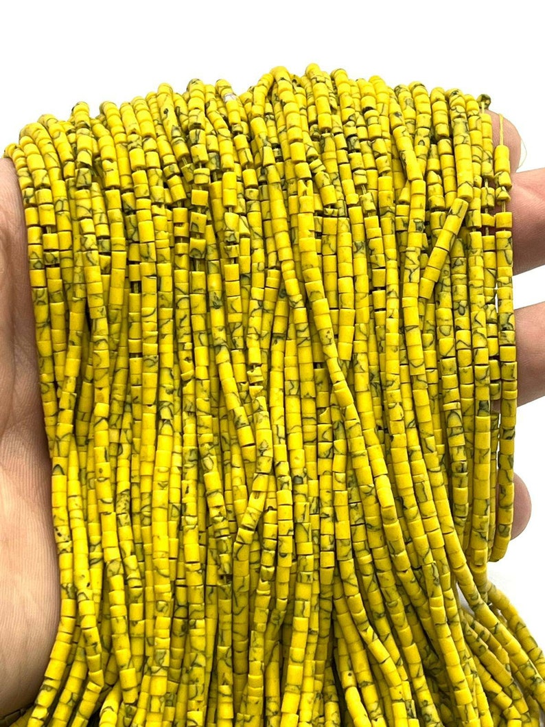 Afghan Tiny Seed Heishi Yellow Opal Strand 2.7 mm. Loose Tube Cylinder Beads Jewelry Making Supplies Necklace, Bracelet, Anklet Gemstone image 1