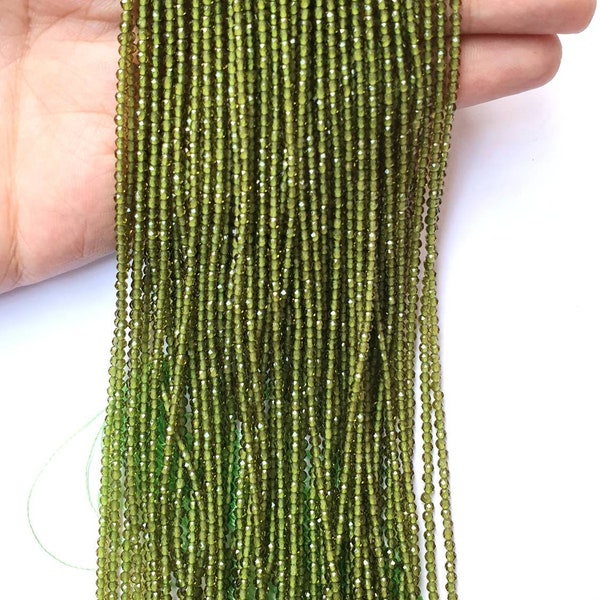 1 Strand Faceted Green Peridot 2.1 mm Loose Rondelle Beads Jewelry Making Supplies Necklace, Bracelet, Anklet