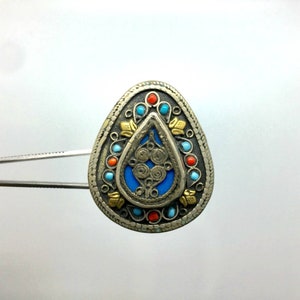 FREE Shipping Worldwide Afghan Middle Eastern Size 7.25 US Multi Stone Turquoise, Coral, Lapis Ring Silver Plated Gemstone Jewelry Ethnic