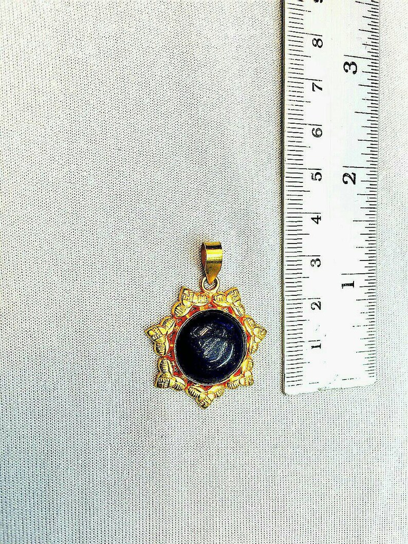 Afghan Natural Lapis Lazuli Pendant 925 Sterling Silver with Gold Plated Cover Handmade Gemstone Jewelry