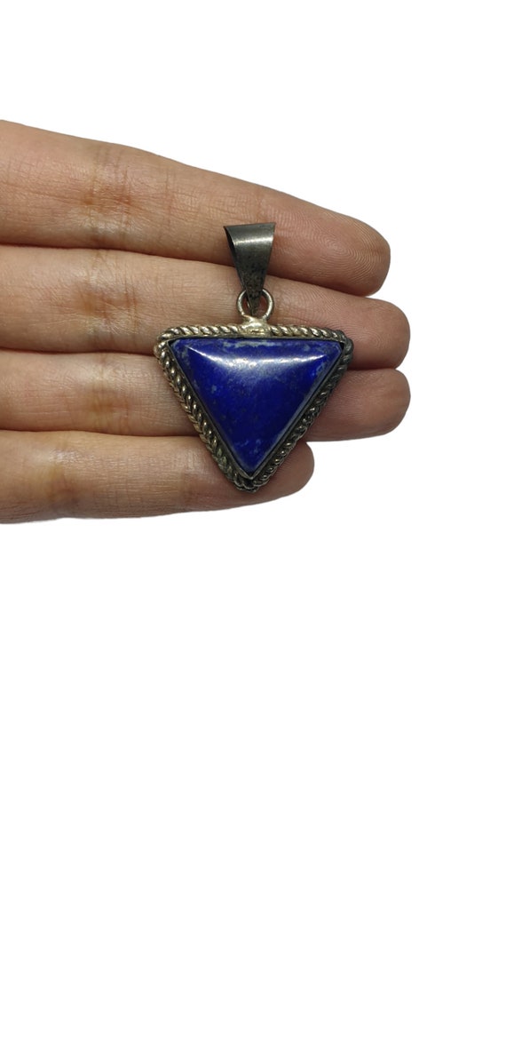 Afghan Natural Lapis Lazuli Inlay Triangle Pendant