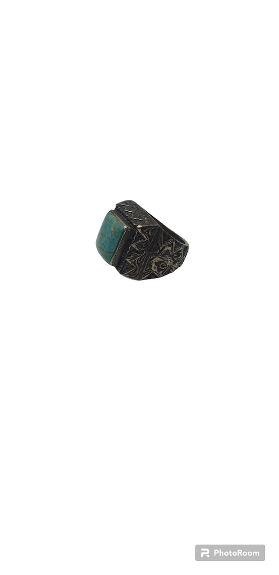 Antique Afghan Turquoise Inlaid Silver Plated Men… - image 3