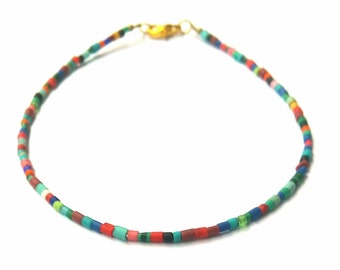 Afghan Multistone Tiny Seed Minimal Small Beads Anklet Make for Order Jewelry Gemstones Handmade