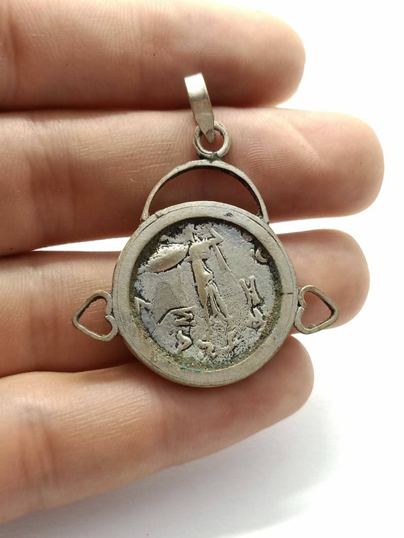 Rare Unique Roman Greek Silver Plated Intaglio En… - image 3