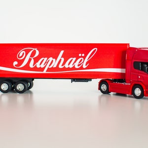 Camion semi remorque personnalisé, camion miniature personnalisé, jouet camion personnalisé, camion personnalisé prénom, jouet camion Red