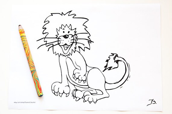 Items similar to Printable Coloring Page, Lion, Leo, coloring book,kids