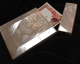 Antique Victorian Mother of Pearl Calling Card Holder! Stunning!