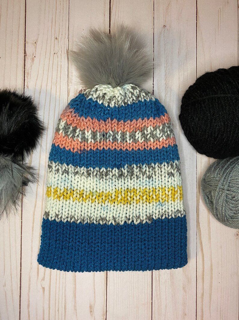 Faux brim knit beanie, knit hat, knit beanie, winter hat, winter beanie image 1