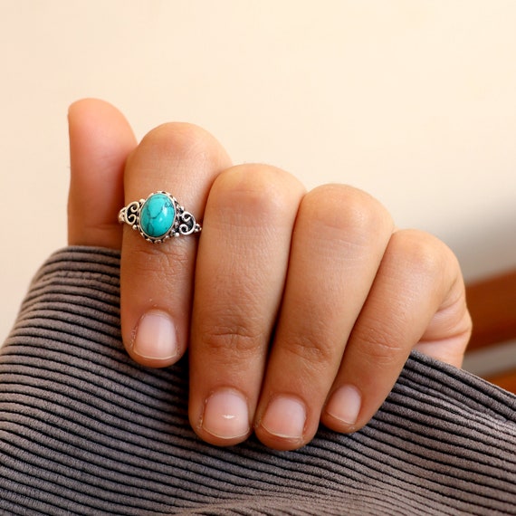 Las Mejores Ofertas En Anillo De Boda De Piedras Preciosas De Color Turquesa Cóctel Anillos Finos | EBay