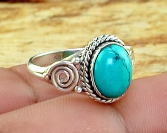 Turquoise Silver Ring, Turquoise 925 Sterling Silver Ring, Turquoise Handmade Silver Jewelry, Gemstone Jewelry, Boho Jewelry, Gift for Her